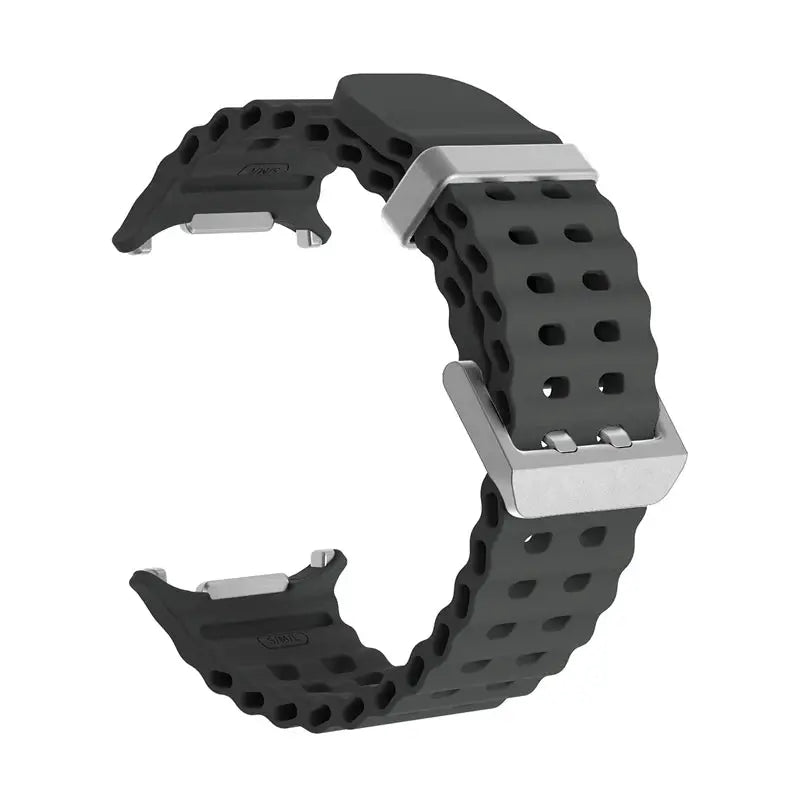 Marine Band silicone strap for Samsung Galaxy Watch Ultra 47mm, perforated black with metal buckle