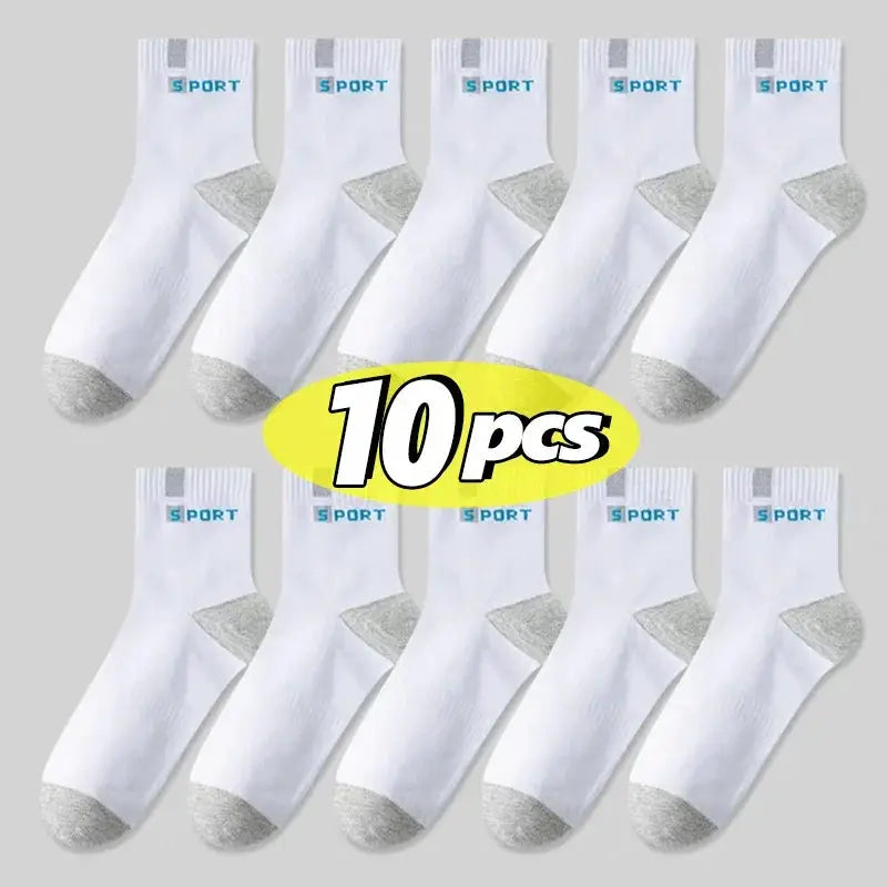 Men's Cotton Socks Breathable Soft Comfort Middle Tube For Running And Sports With Letter Fashion Design Elastic