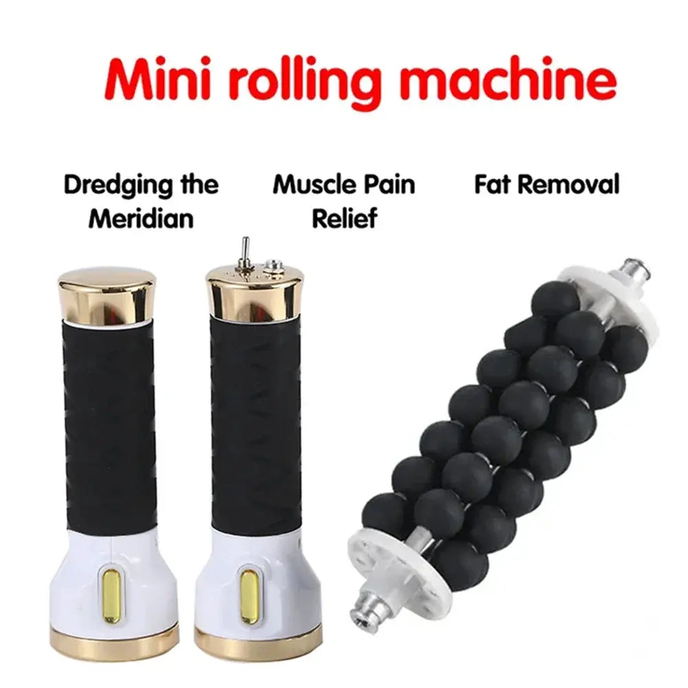 Simples Market three-piece mini rolling massager set with white-and-black handheld rollers and a black bead roller.