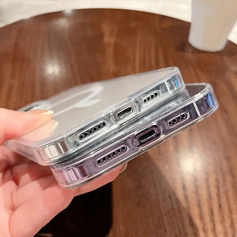 Magesafe Transparent MagSafe Compatible Case For iPhone 11 To 17 Pro Max Wireless Charging Shockproof Cover