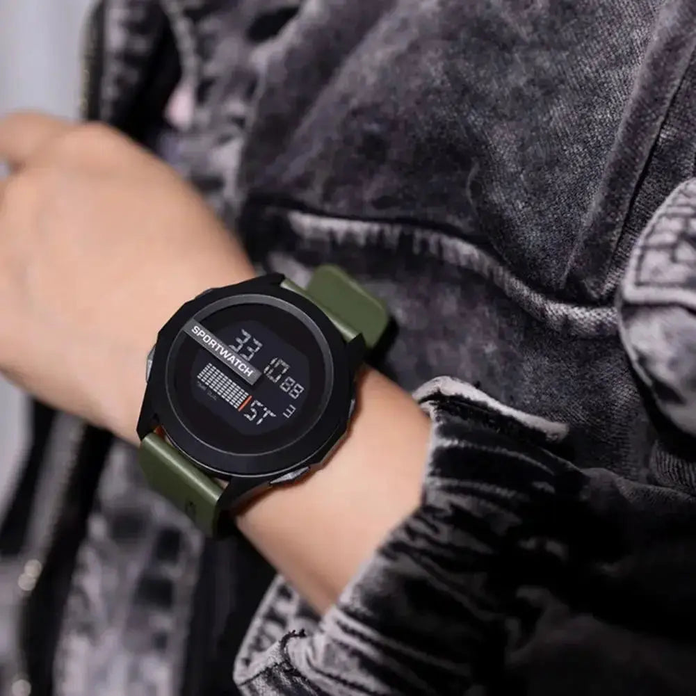 PrimeFit Mens Sports Watch Alarm Clock Waterproof LED Digital Fitness Timepiece For Training