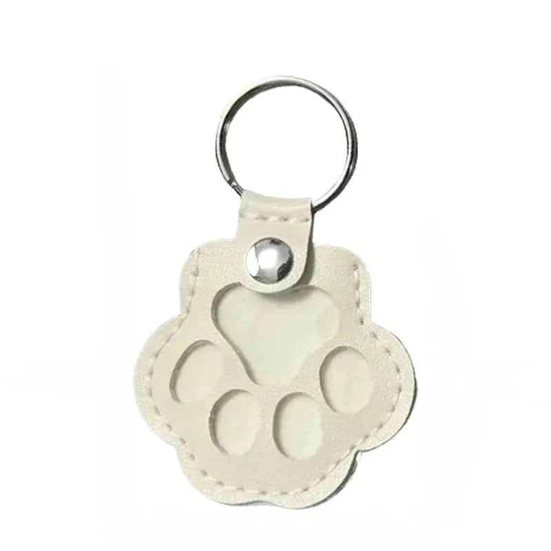 Leather Pet Hair Storage Bag Keychain Cat Paw Pendant Multifunctional Portable Jewelry Pouch