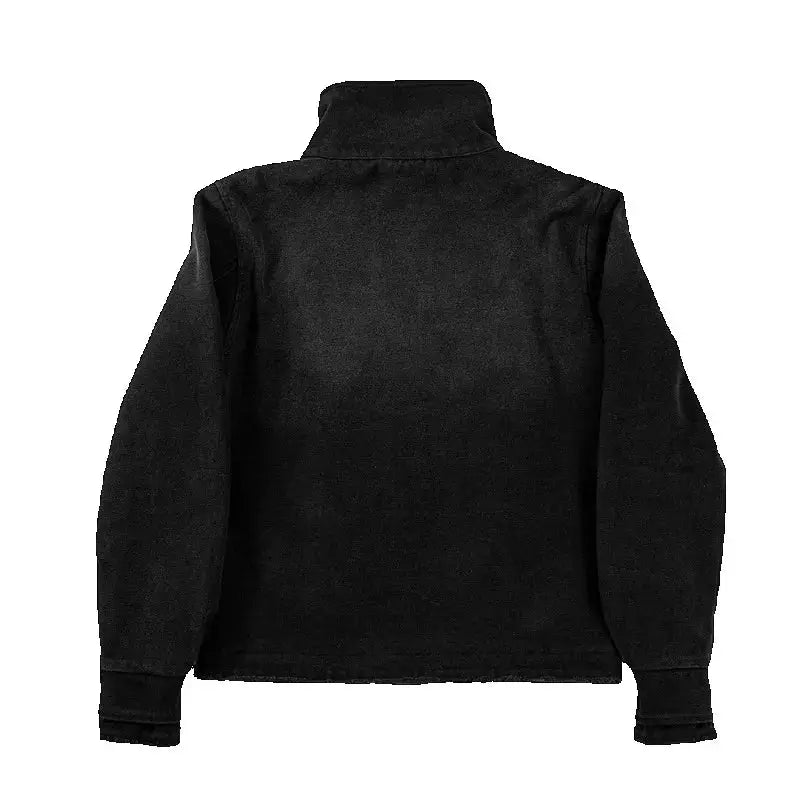 Y2k fencing jacket, black cotton canvas, unisex casual streetwear by Simples Market