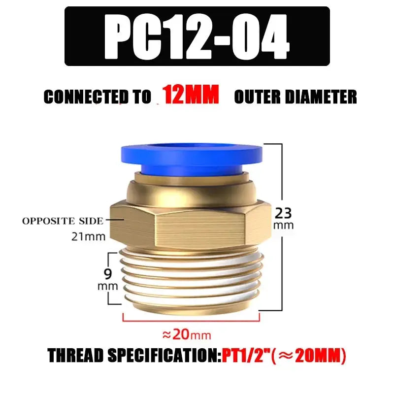 Pneumatic Fitting Air Connector Set PC4 PC6 PC8 PC10 PC12 Quick Connectors For 4 6 8 10 12 Mm Hose Fittings Inch Thread