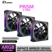 LDPCSJ Prism 4RS 120mm ARGB PC case fan set of 3 with infinity mirror design and RGB lighting