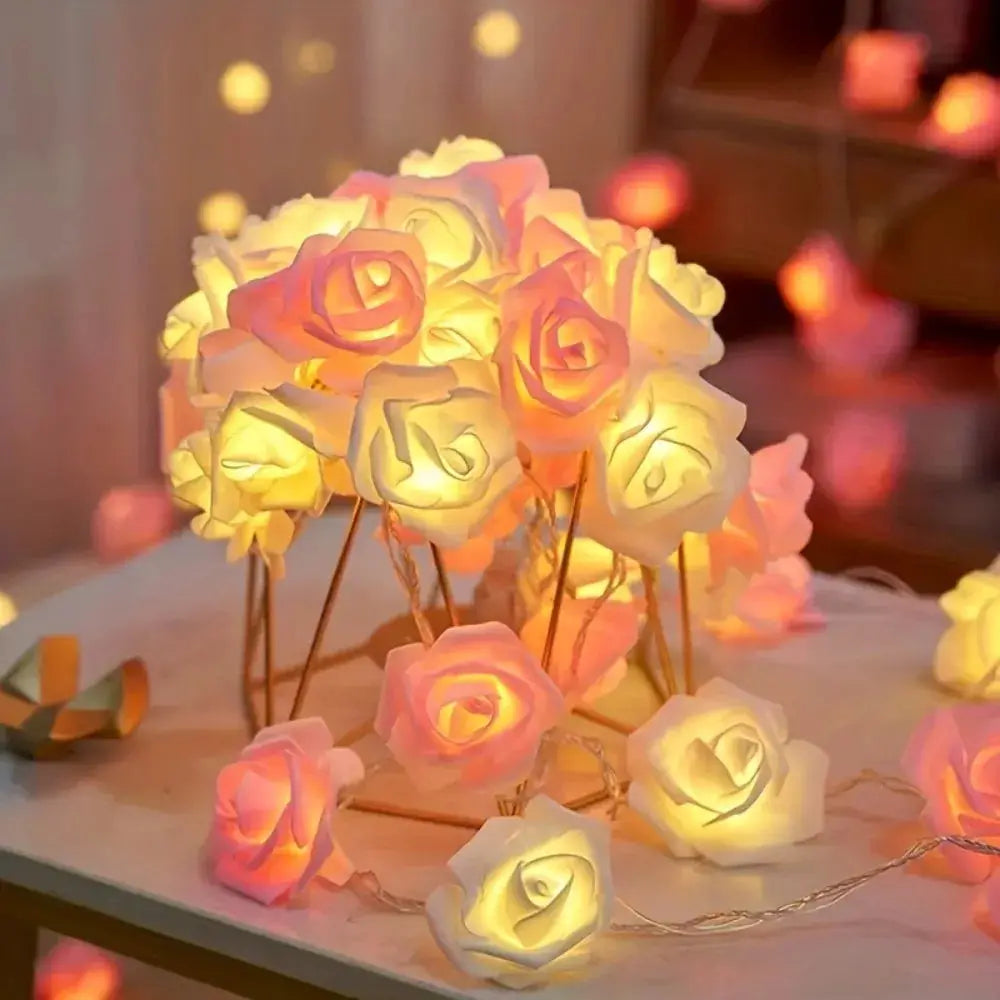 2 Meter 10 Led Rose String Lights White And Pink For Room And Garden Decor Night Light Without Battery