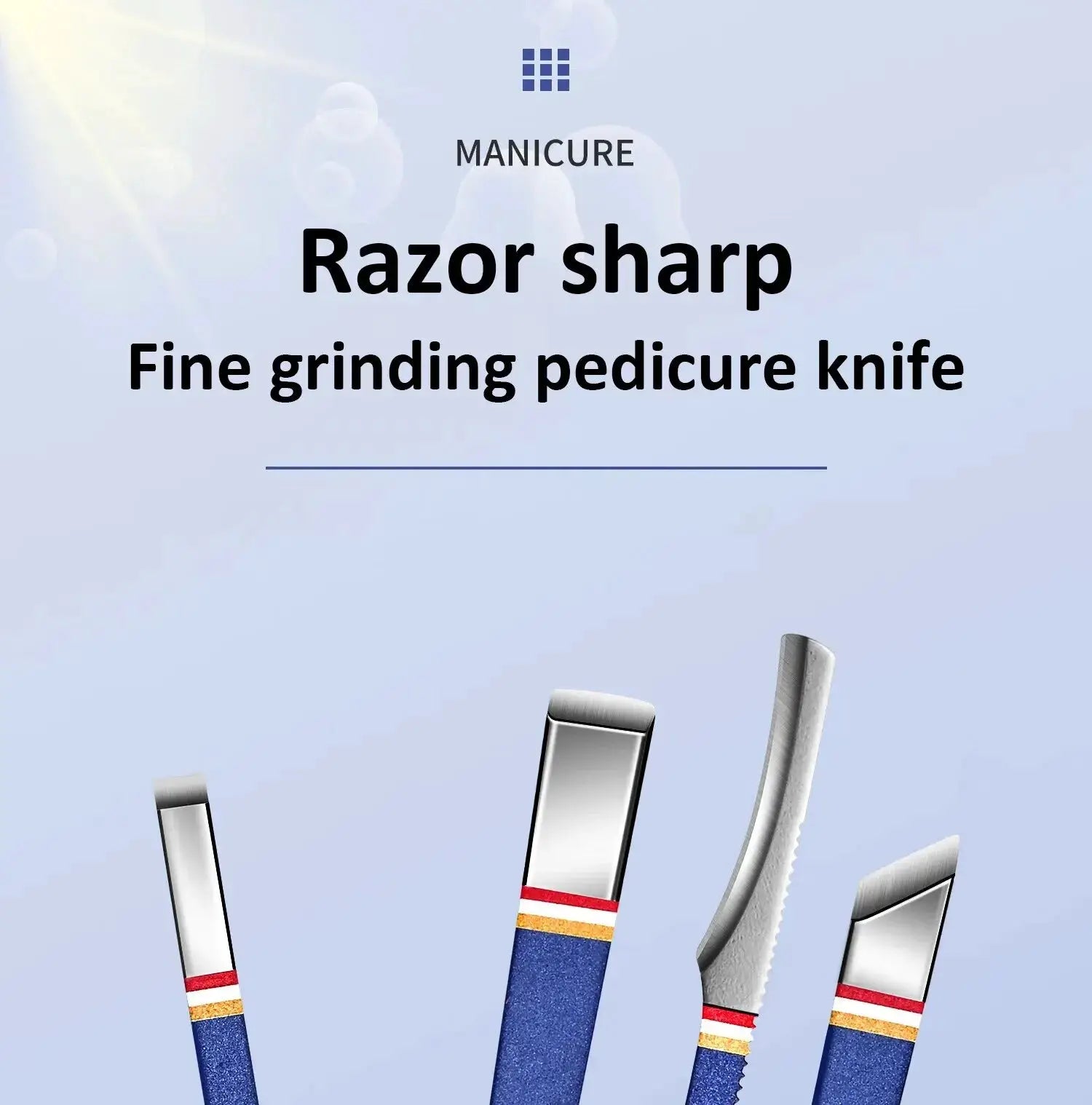 Simples Market 9-19pcs stainless steel nail cutter set with folding bag, blue-handled manicure clippers