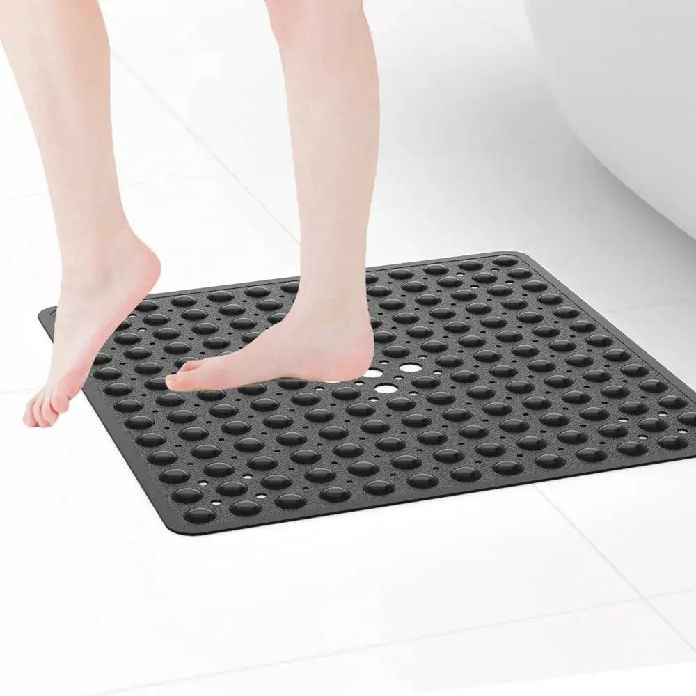 Simples Market 53x53cm PVC shower mat with suction cups, square black anti-slip bath mat