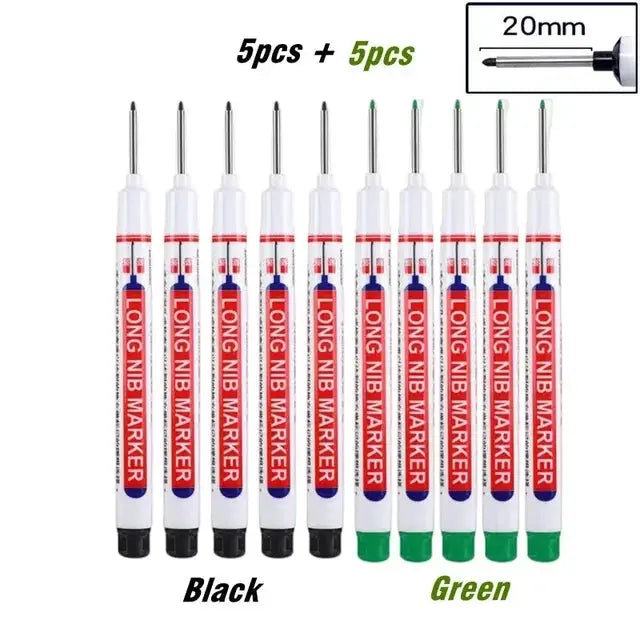 Ten Piece Set Multi Purpose Long Nib Marker Pens For 20mm Deep Hole Metal Perforating Waterproof Woodworking Decor Tool