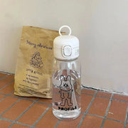 Plastic Water Bottle With Straw Large Capacity Portable Drop Resistant Cartoon Ice Suction Cup For Kids And Adults