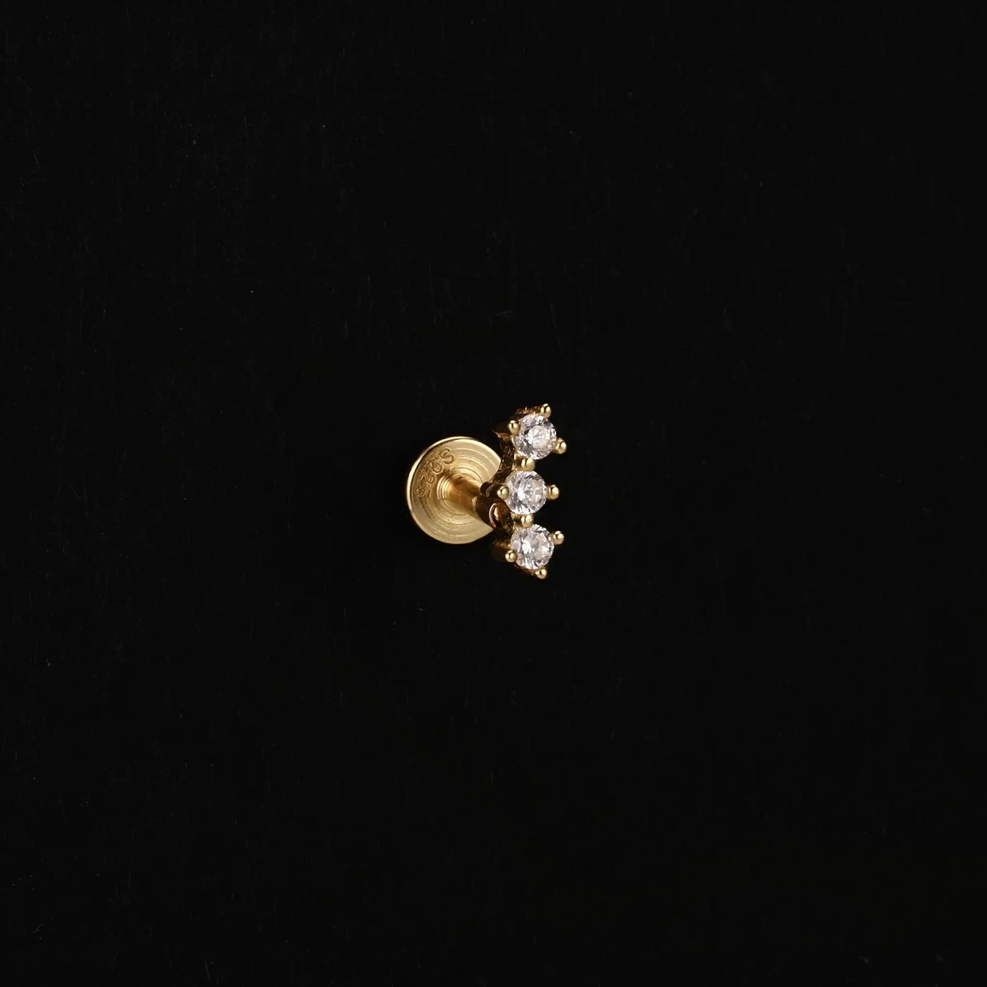 AIDE heart round ball flat-helix piercing earring, gold-tone with zircon stones, Simples Market