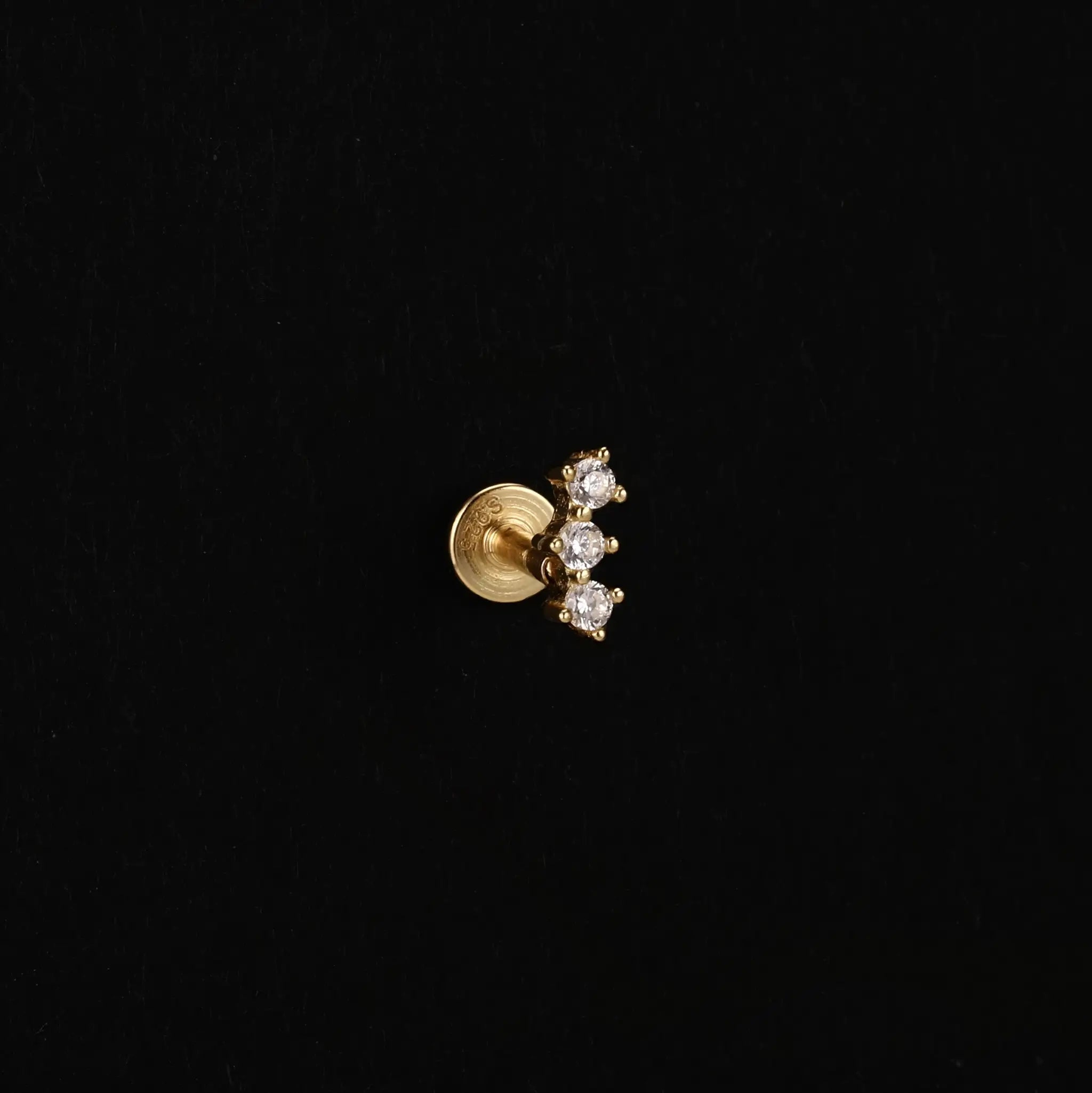 AIDE heart round ball flat-helix piercing earring, gold-tone with zircon stones, Simples Market