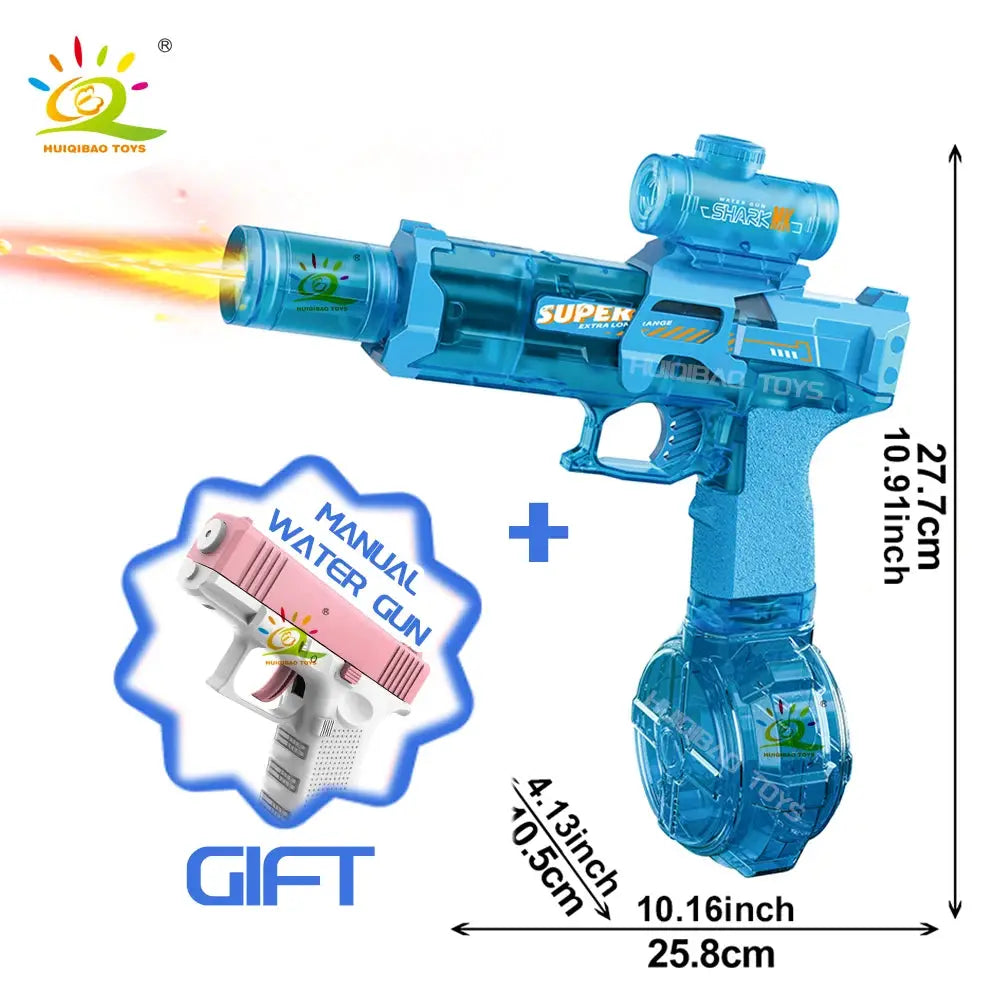 Huiqibao Electric Pulse Water Gun With Simulated Flame Sensor Light Fully Automatic Water Pistol For Outdoor Beach Fun