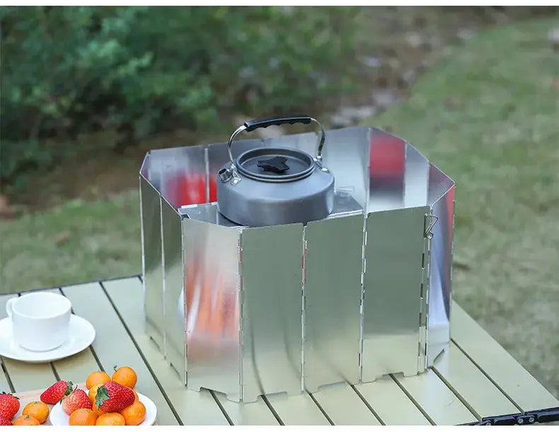 Simples Market aluminum alloy wind shield for 8/9/10 plate gas stove, outdoor camping windproof screen