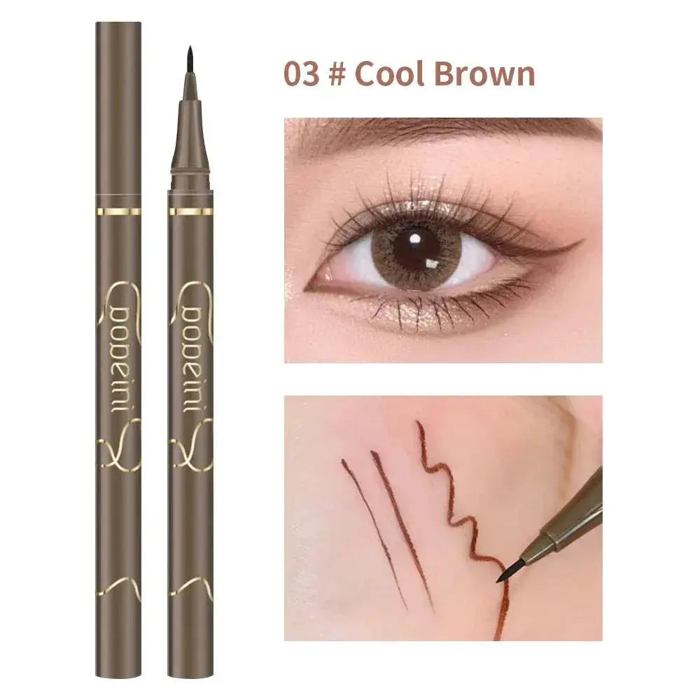 Silkworm Liquid Eyeliner Waterproof Quick Drying Ultra Fine Matte Black Brown Long Lasting For Precise Lines
