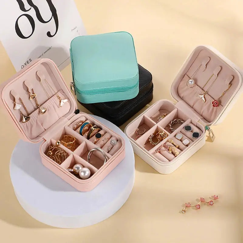 Mini Jewelry Storage Box Portable Home And Travel Display Case For Earrings Necklaces And Rings PU Leather Organizer