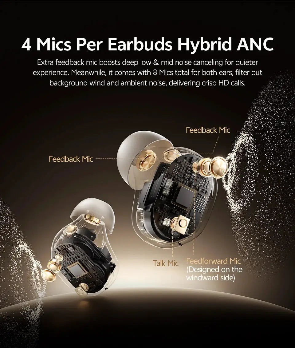 QCY MeloBuds A30 wireless earbuds with 4 mics per earbud Hybrid ANC
