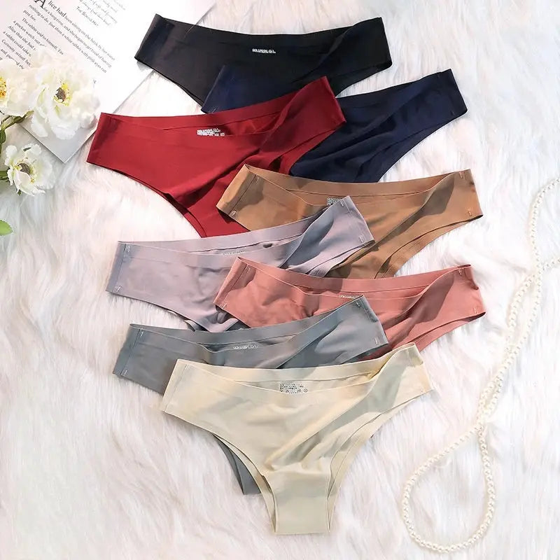 4-pack seamless Brazilian panties in assorted soft ice-silk colors
