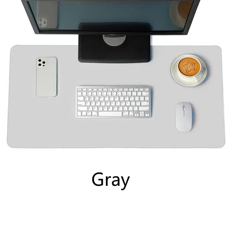 Portable Large Gaming Mouse Pad Waterproof Non Slip PU Leather Suede Desk Mat For Computer Keyboard White