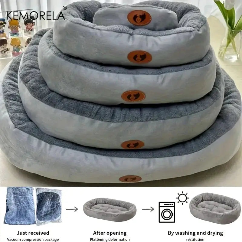 Cozy Oval Snuggle Pet Bed Plush Thickened Cat Bed Warm And Secure For Cats And Small Medium Dogs All Seasons