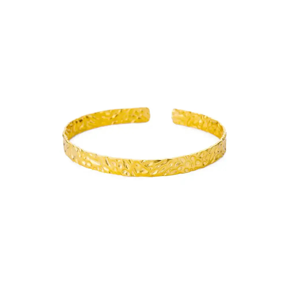 Exquisite Classic Bump Pattern Open Bangle Cuff Bracelet For Women Gold Color Stainless Steel Hand Ornament Gift