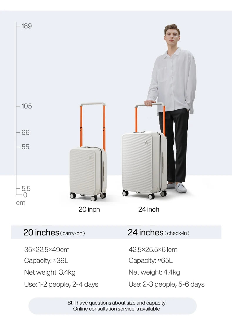Simples Market Mixi 2-piece luggage set: 20in carry-on and 24in check-in hardside PC with orange handles