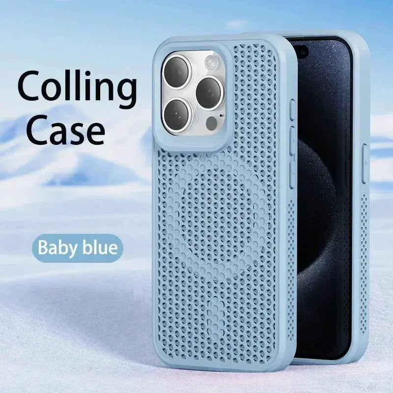AeroShield Cooling Heat Dissipation Phone Case for iPhone 11 Pro Max to 17 Pro MagSafe Compatible Breathable Hard Back