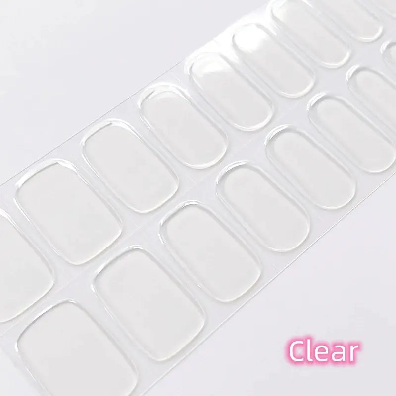 Clear semi-cured gel nail wrap sheet with full-cover decals for UV lamp cured manicure