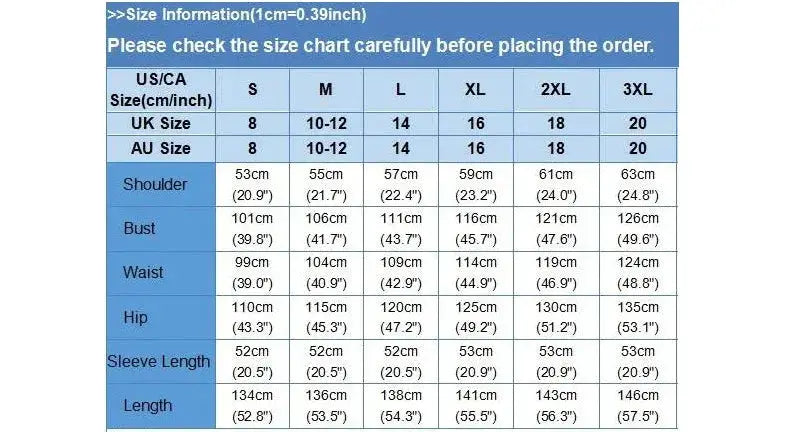 Simples Market jumpsuit size chart for women with shoulder, bust, waist, hip, sleeve length, and length measurements.