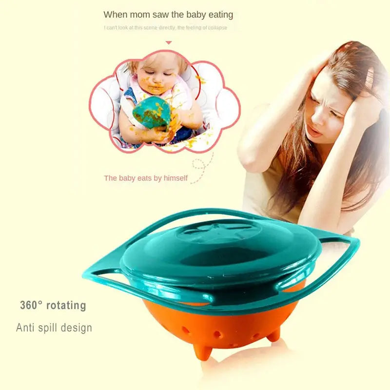 Universal Gyro Bowl Rotary Balance 360 Degree Rotation Spill Proof Feeding Dish Toy For Babies And Kids