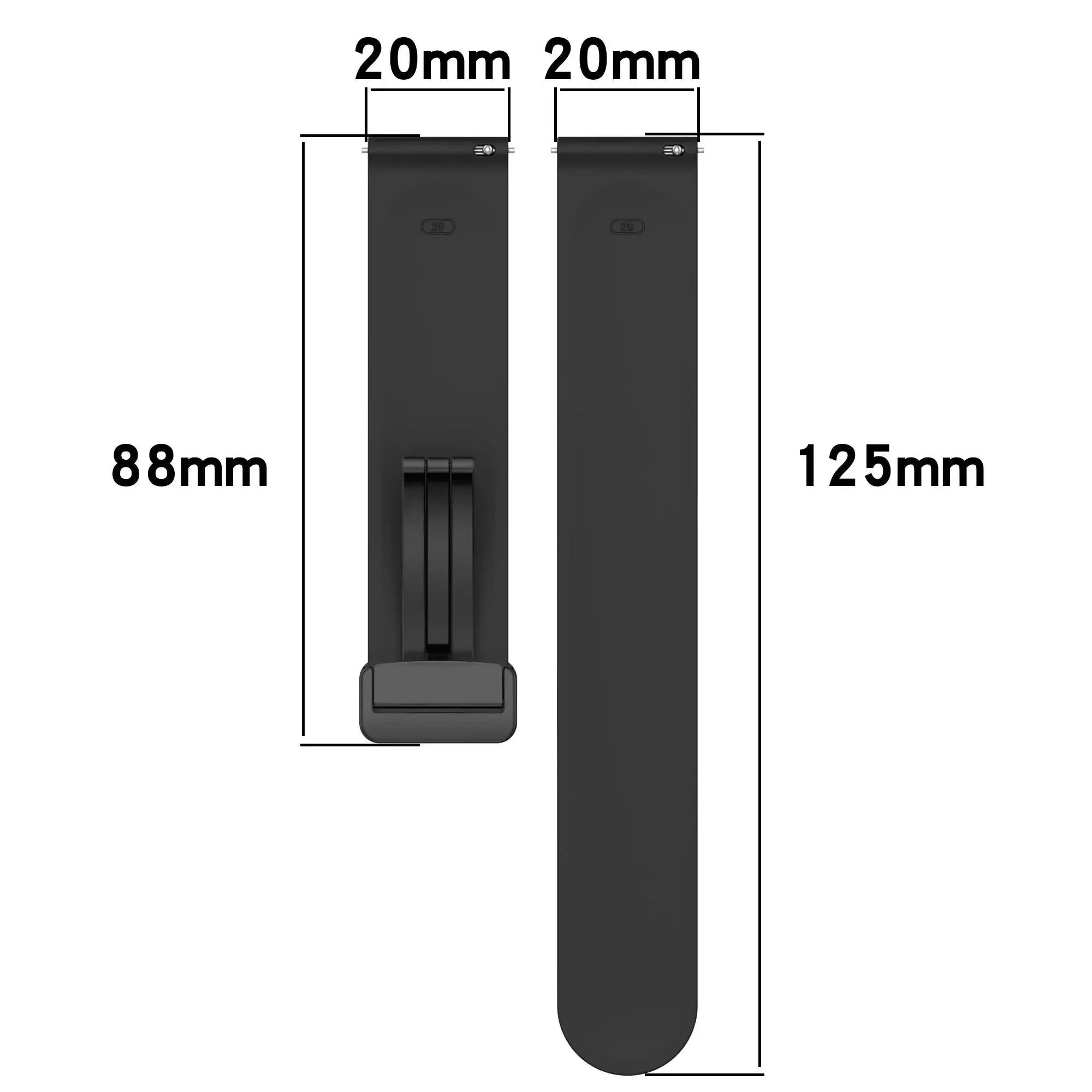Simples Market black silicone watch strap, 20–22mm, magnetic buckle, for Samsung Galaxy Watch and Huawei GT, 2-pack
