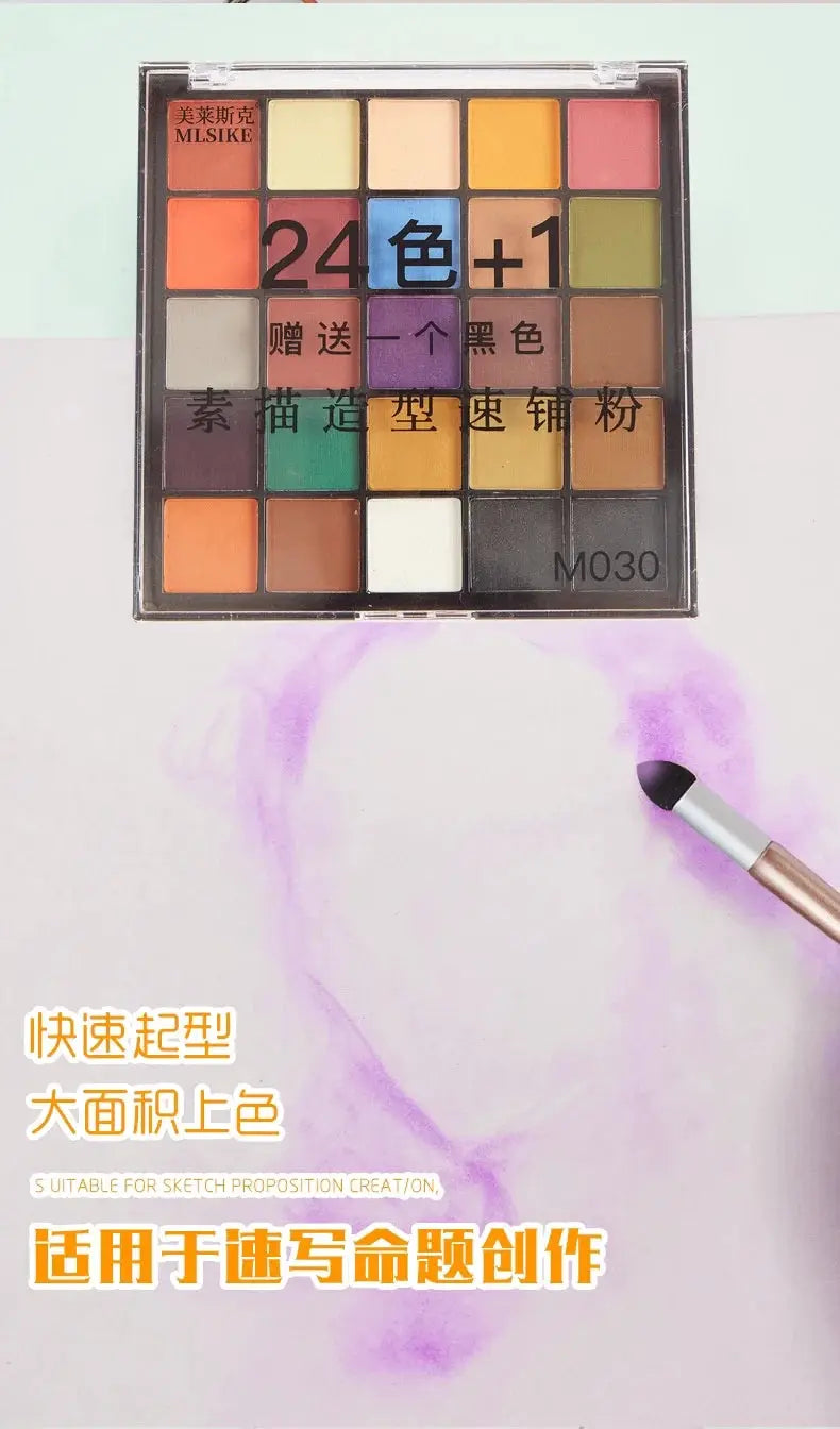 Simples Market 24-color soft artist pastel powder palette; water-soluble and ideal for sketching and drawing.