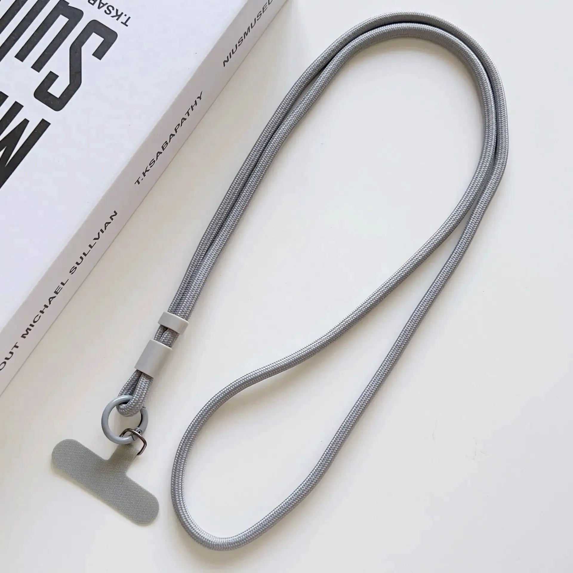 Simples Market silver braided phone lanyard with metal ring and clip