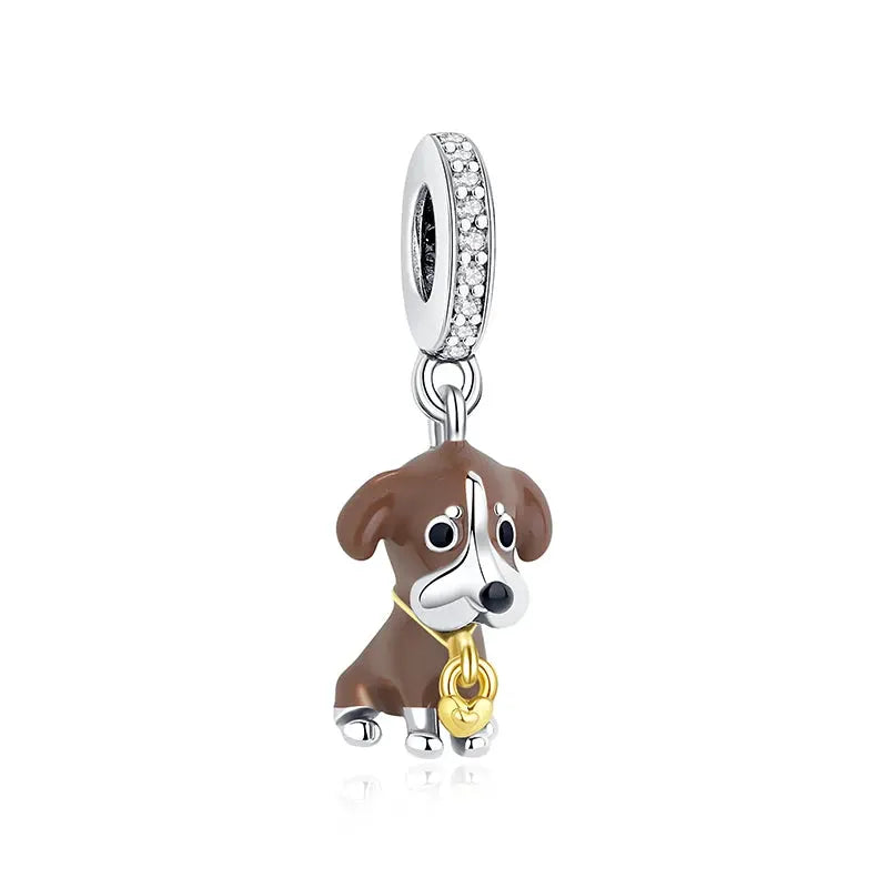 925 Sterling Silver Paw Print Charm Beads for Dogs and Cats Jewelry Pendant Fit for Bracelets Necklaces DIY Projects