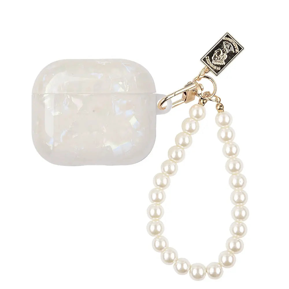 Leopard Girl AirPods Pro Case USB C 1 2 3 4 Soft Silicone Shockproof Cover With Pearl Shell Keychain
