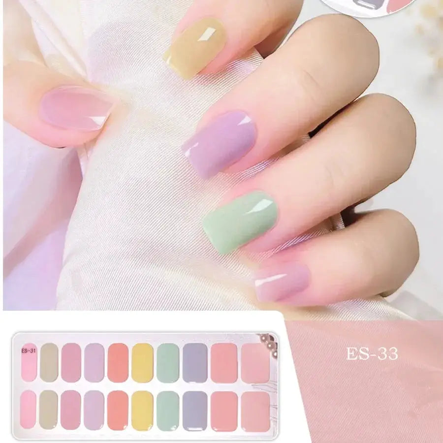 NailLux Semi Cured Nail Wraps For 16 To 20 Tips Easy Full Cover Adhesive Press On Nails Gel Finish UV LED Compatible