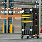 AIRAJ 5-layer toolbox cart on wheels from Simples Market, black modular toolboxes with yellow latches