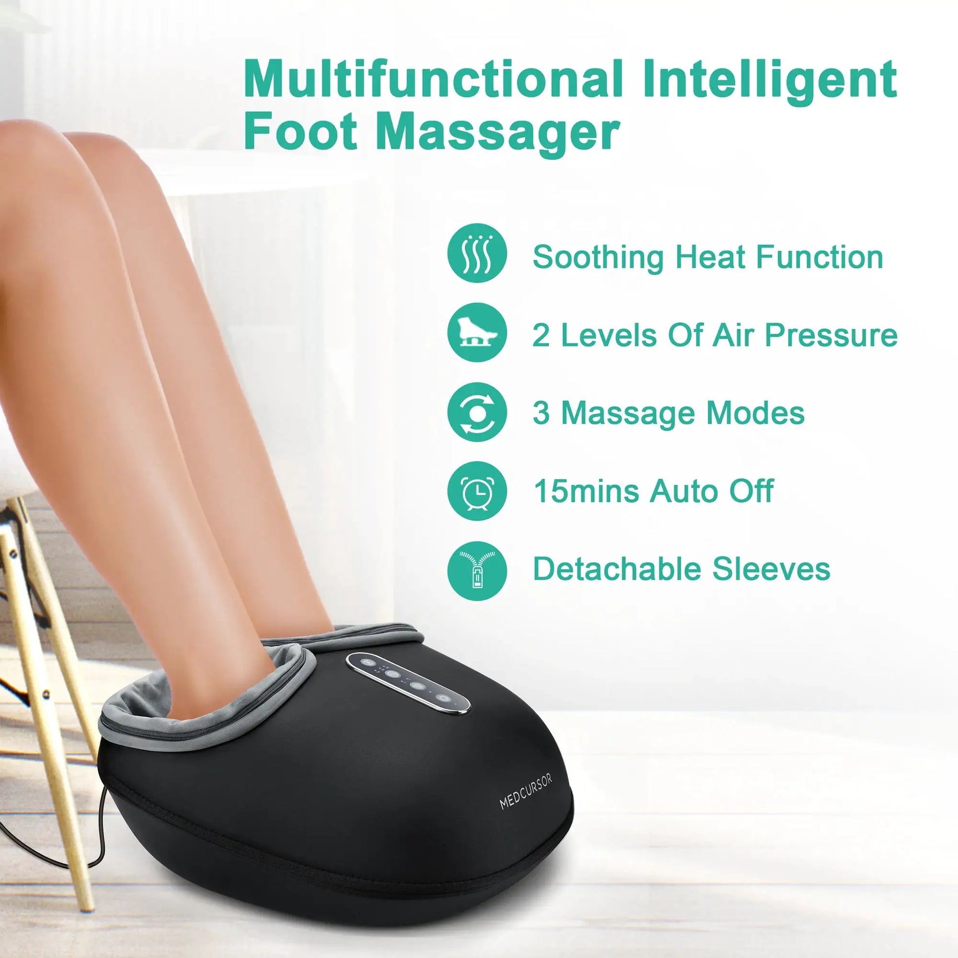 Medcursor black foot massager with top control panel