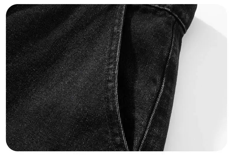Simples Market men's denim shorts in black/blue, streetwear cargo style, loose vintage fit