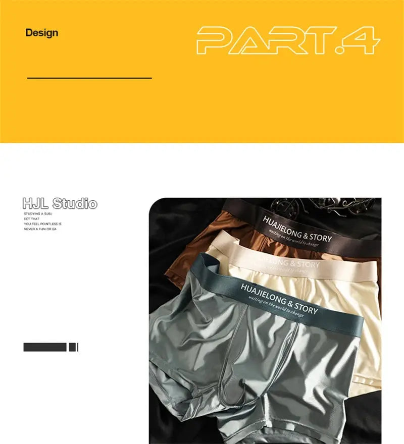 Men's ice silk satin boxers, Simples Market 3-pack in solid colors, plus size 4XL