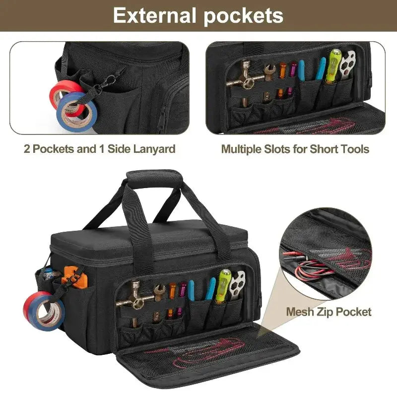FortisGuard 14 Inch Heavy Duty Tactical Tool Bag With Non Slip Base Multipurpose Organizer For Handymen And Carpenters