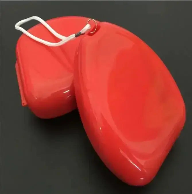 Red CPR rescue masks with white strap, car emergency first aid face shields (2-pack)