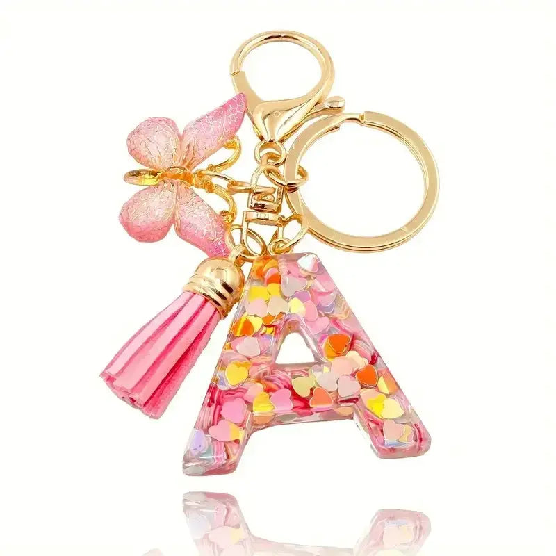 Customizable A To Z Letter Keychain With Resin Pendant Metal Holder Lobster Clasp For Keys Bags And Cars