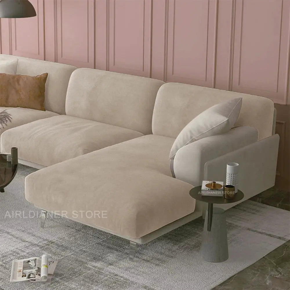 Luxury soft velvet sofa seat cover by Simples Market in beige, elastic, protects living room furniture.