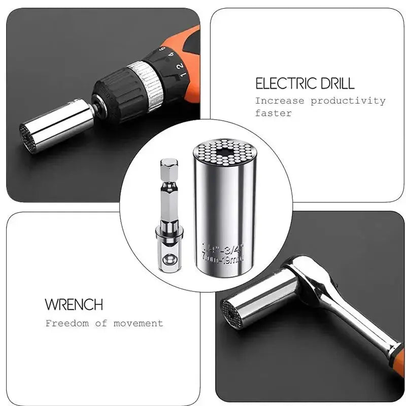 Multifunctional Magic Socket 7 to 19mm Wrench Extension Rod Kit for Electric Drill Tool Set