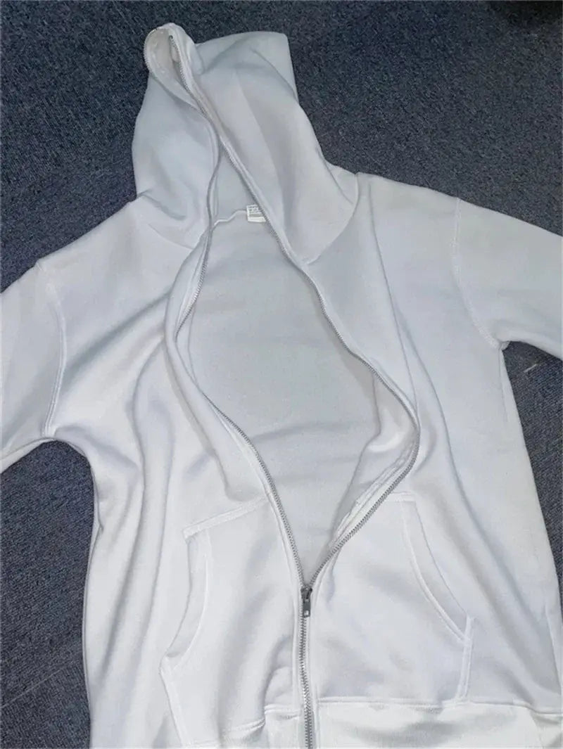 Unisex Zipper Hoodie Fleece Sweatshirt Long Sleeve Hooded Casual Campus Streetwear Sportswear High Quality