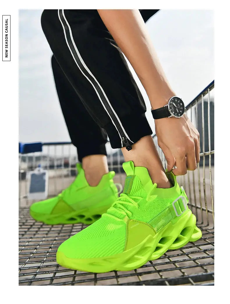 Sneakers Simples Market neon green mesh breathable athletic shoes