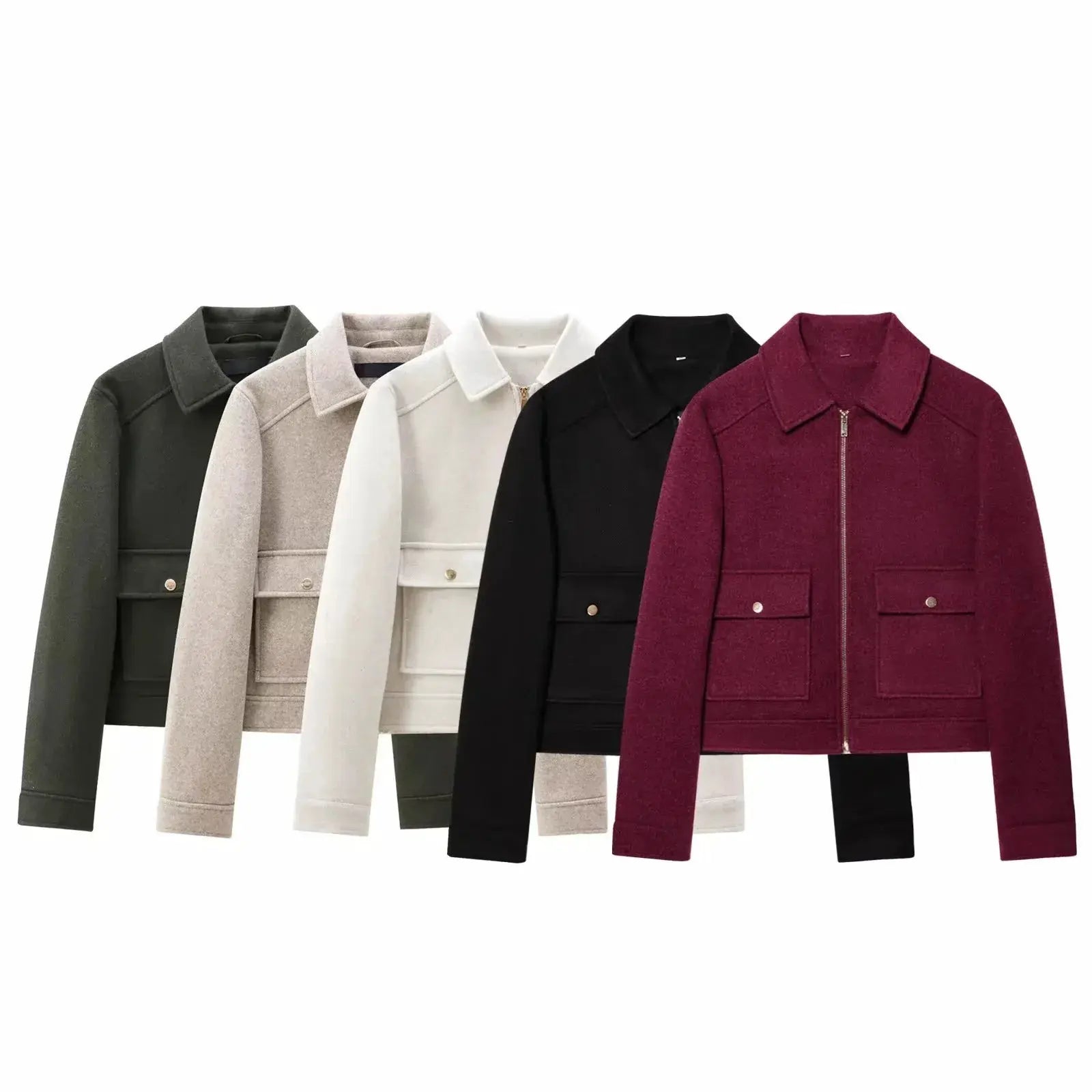 NovaWear Womens Zipper Jacket Coat With Turn Down Collar And Pockets For Elegant Streetwear Outerwear