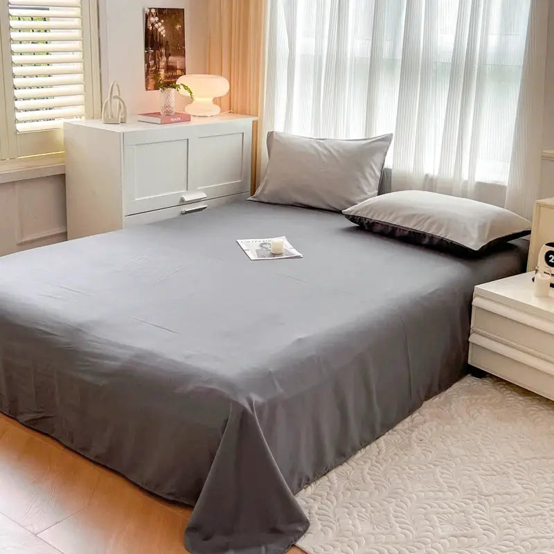 Simples Market 4-piece gray brush fabric bed set with duvet cover and 2 pillowcases
