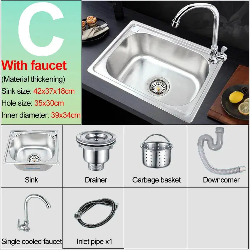 304 stainless steel wall-hung kitchen sink with faucet and bracket; 6-piece accessories set